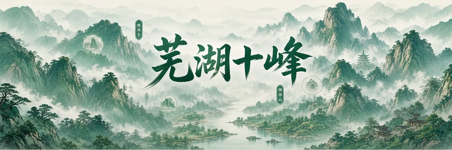 芜湖十峰封面,水墨群山与标题